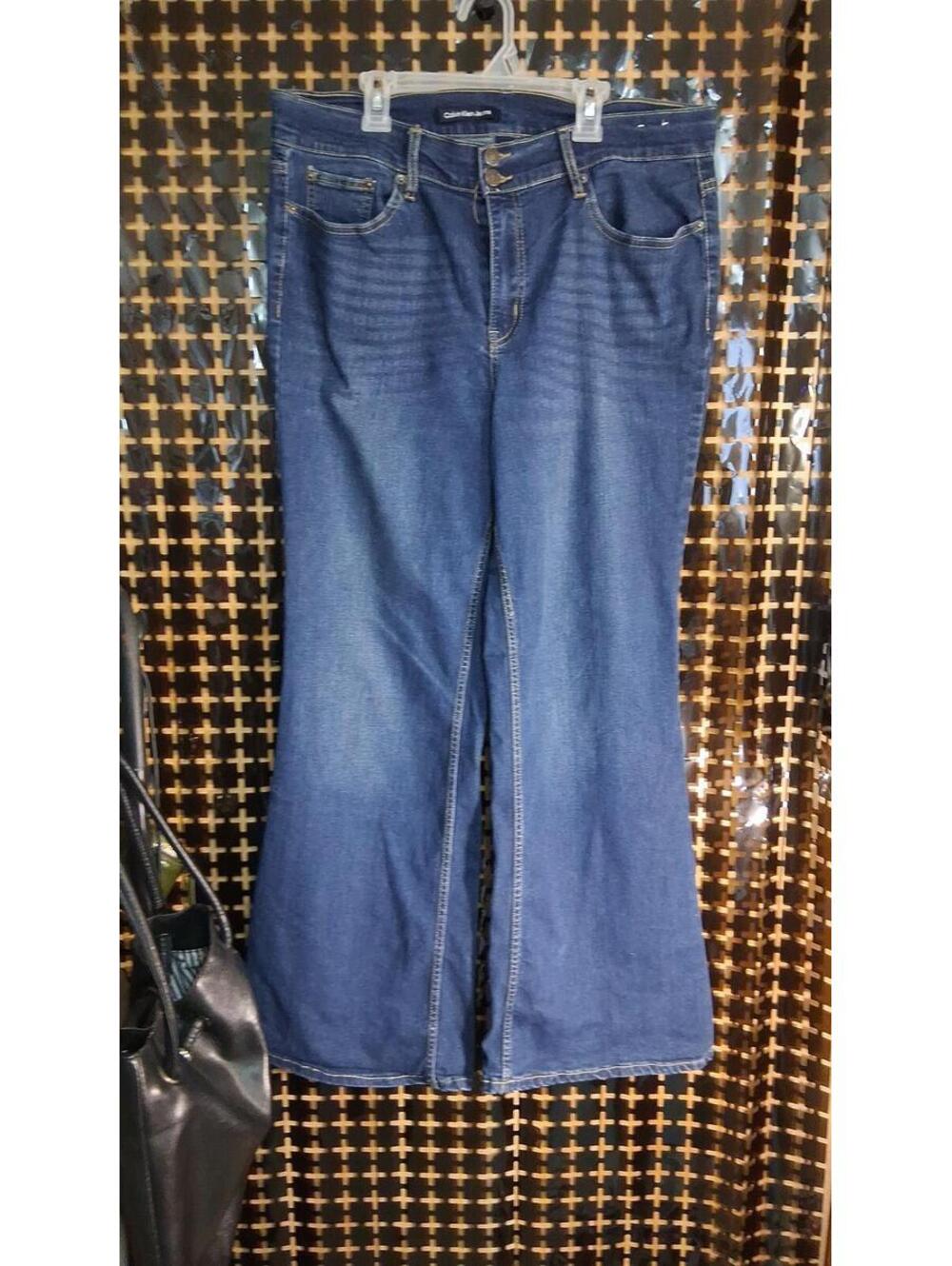 Calvin Klein High Rise Flare Jeans Size 16/33 Dark Wash